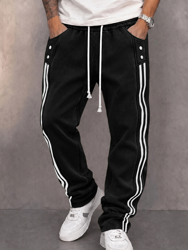 Men’s Casual Retro Joggers with Side Stripes