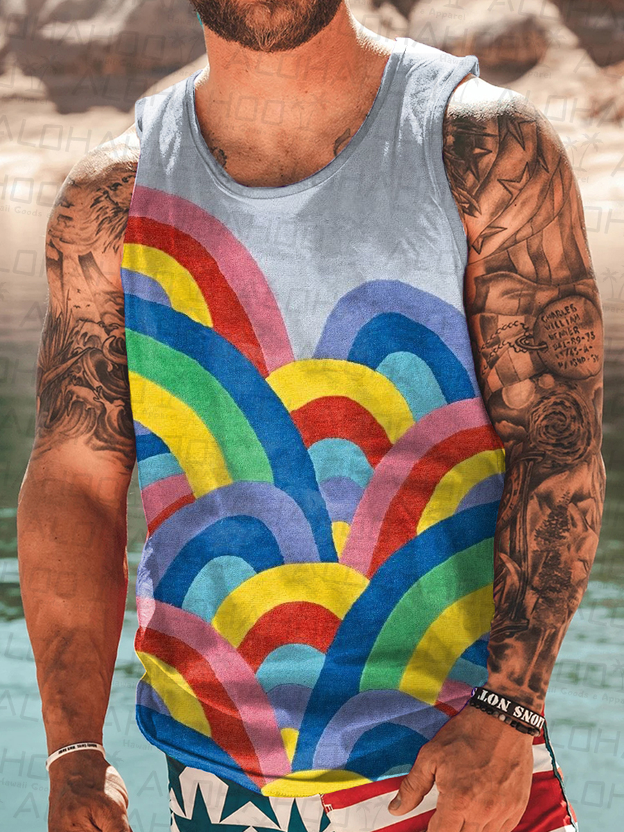 Men's Pride Rainbow Art Print Tank Top Muscle Tee