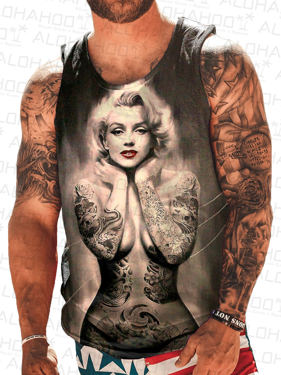 Men's Nostalgic Charming Art Print Tank Top Muscle Tee