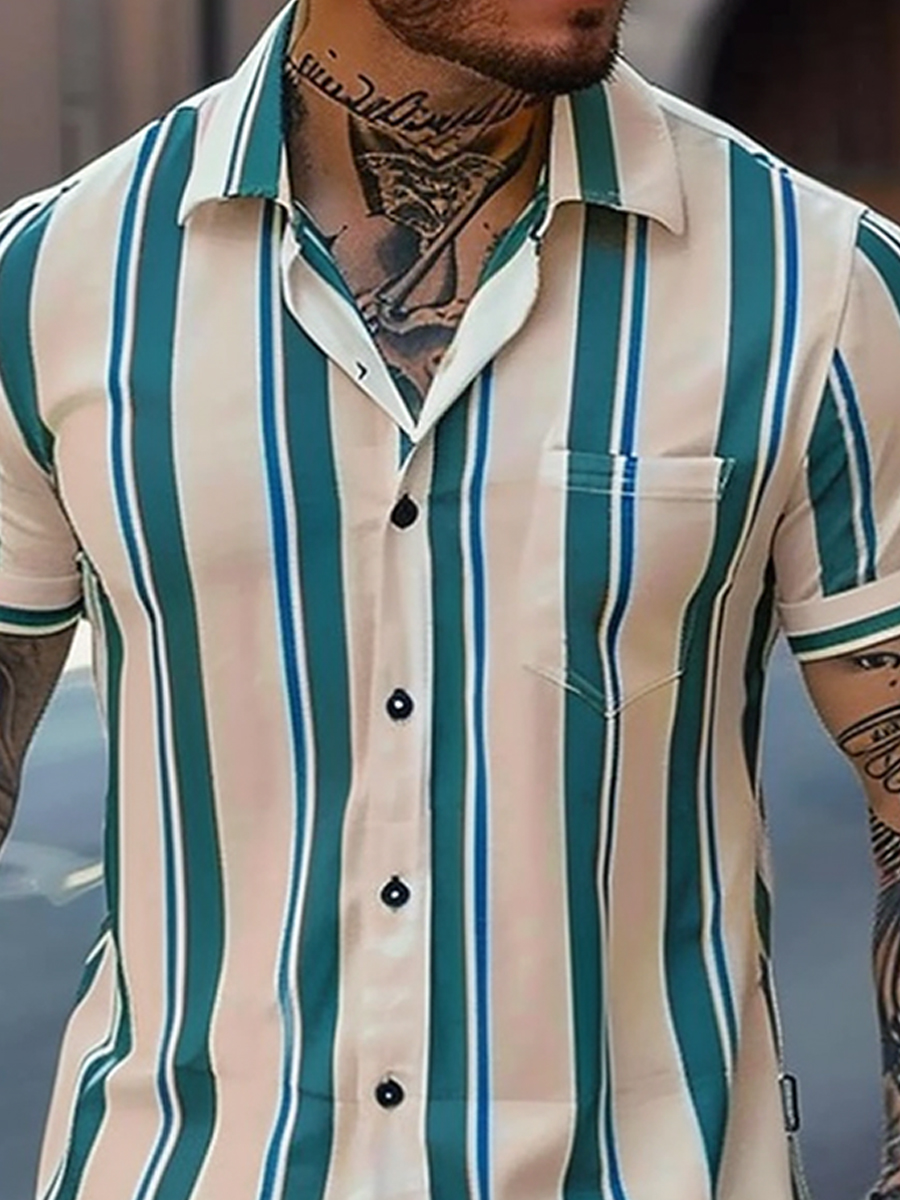 Men's Shirts Daily Stripes Short Sleeve Shirt