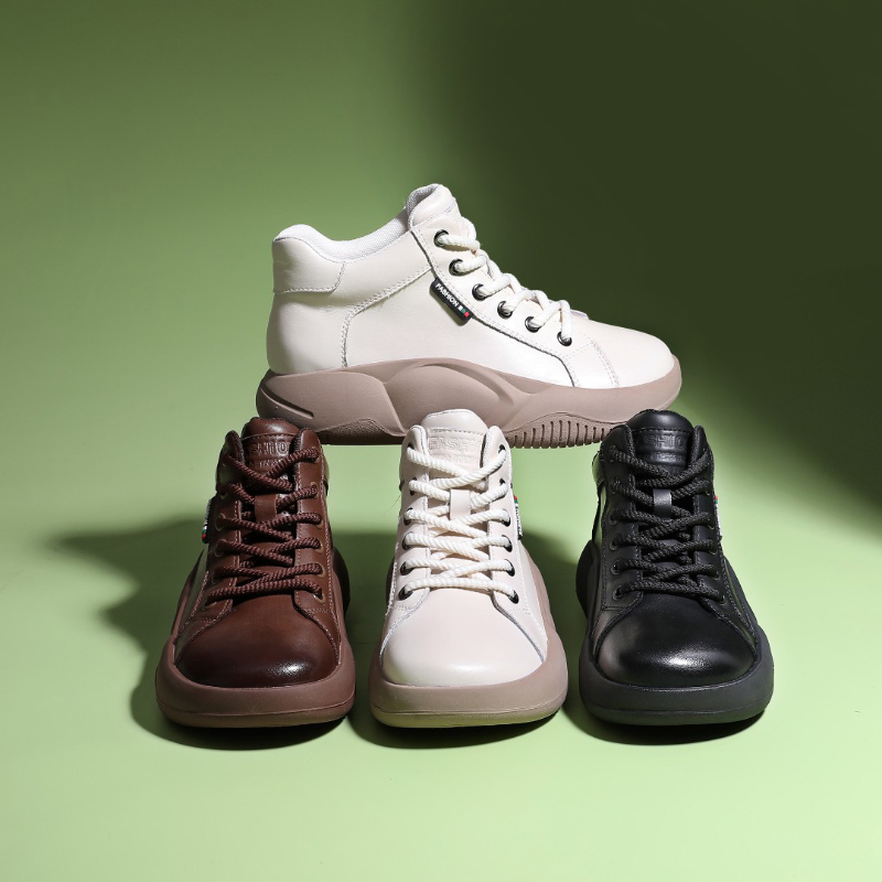 Genuine soft leather ankle boots platform high-tops – jesolan