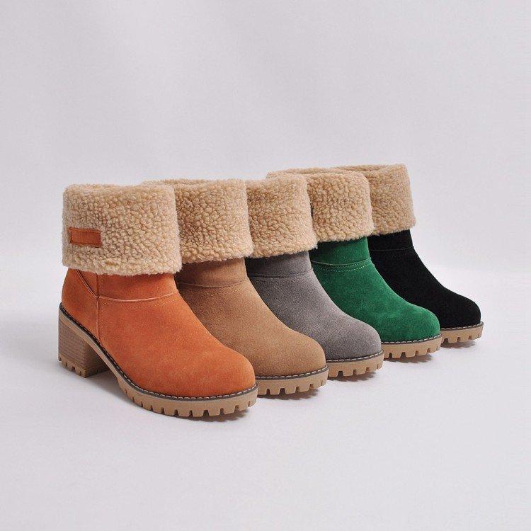 Warm Square Heels Ankle Snow Boots For Women (8)