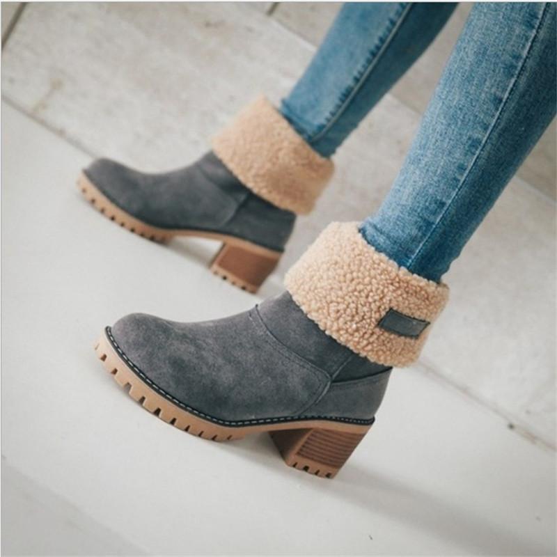 Warm Square Heels Ankle Snow Boots For Women (7)