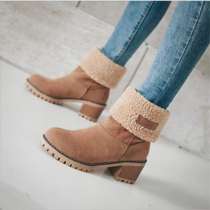 Warm Square Heels Ankle Snow Boots For Women (6)