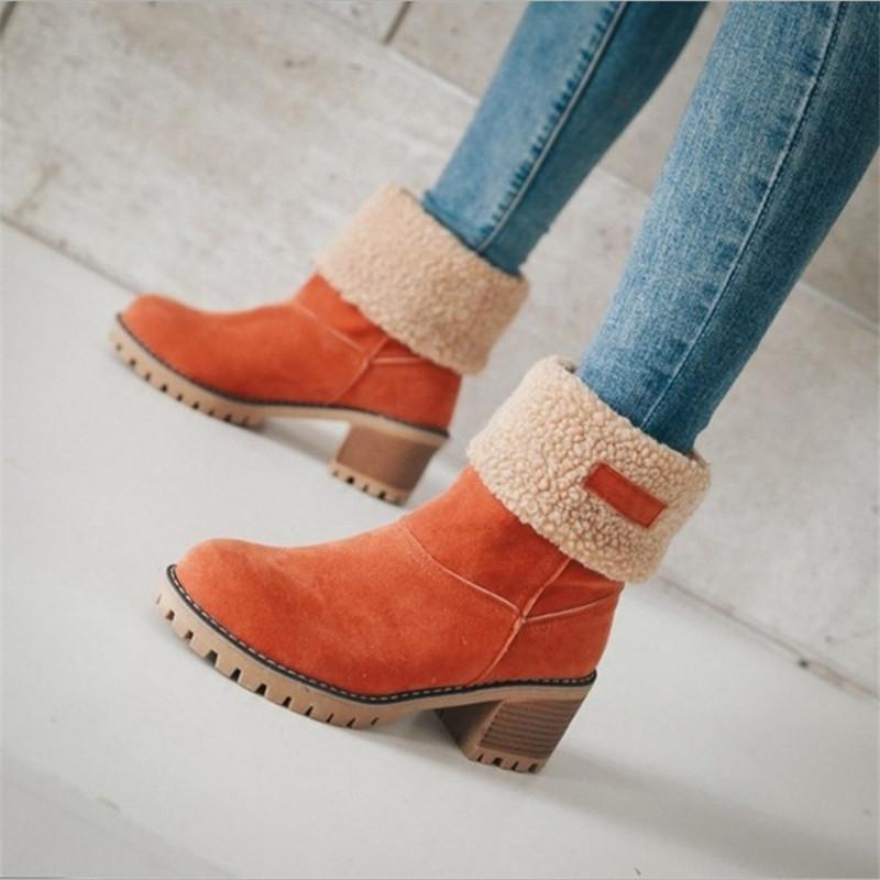 Warm Square Heels Ankle Snow Boots For Women (5)