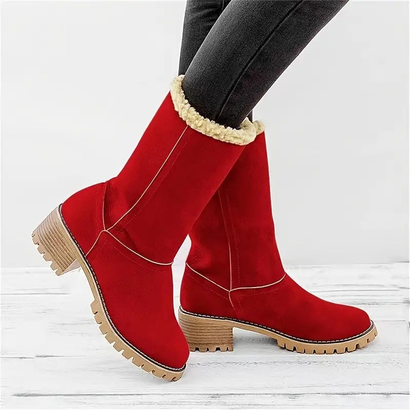 Warm Square Heels Ankle Snow Boots For Women (2)