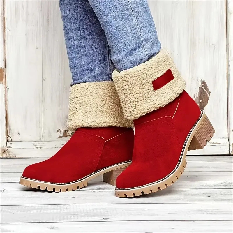 Warm Square Heels Ankle Snow Boots For Women (1)
