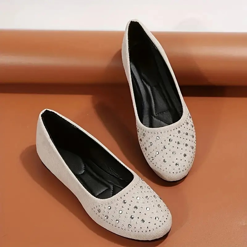 womens rhinestone decor flat shoes casual slip on work shoes lightweight comfortable shoes 8