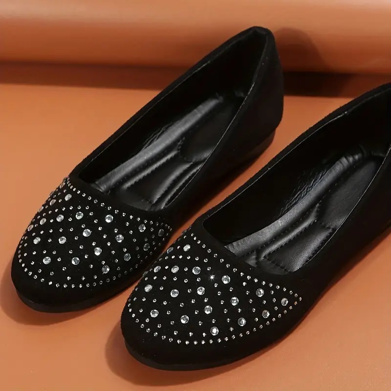 womens rhinestone decor flat shoes casual slip on work shoes lightweight comfortable shoes 3