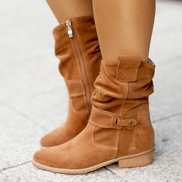 Women'S Low Heel Suede Boots 67273521C (1)