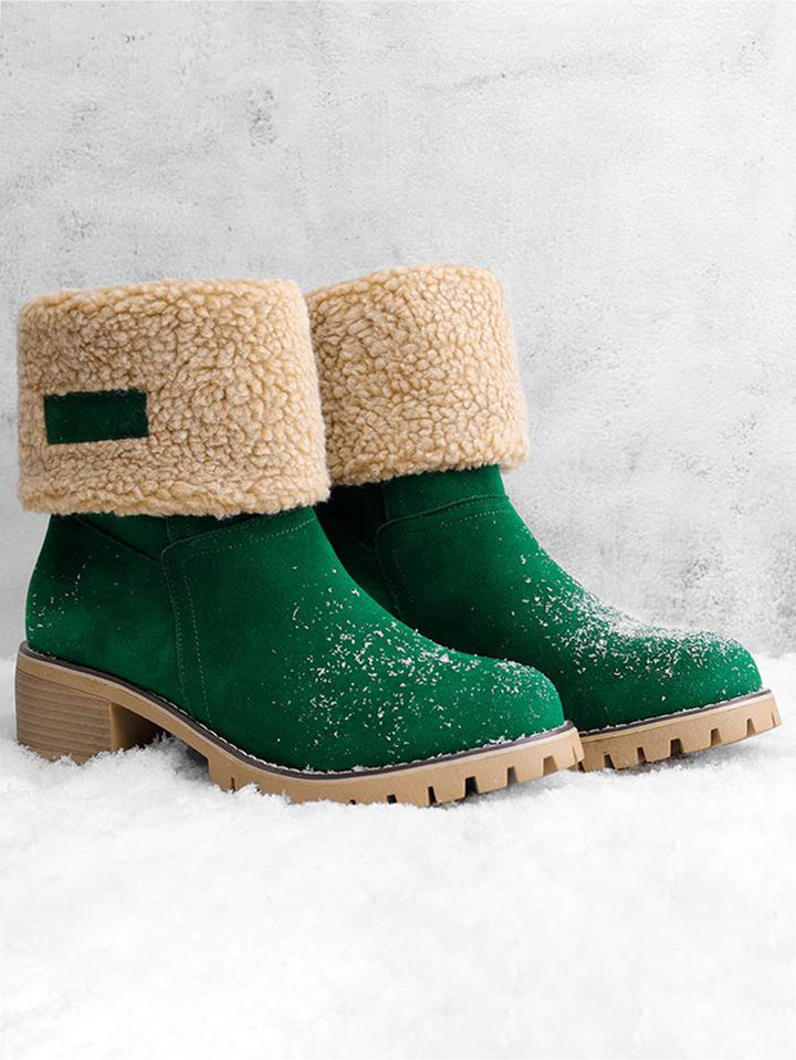 Warm Velvet Chunky Heel Snow Boots - BelleChloe (1)