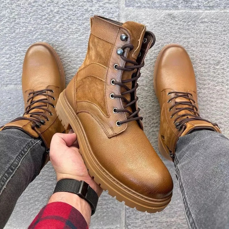 Solid color plush thick sole warm mid length boots