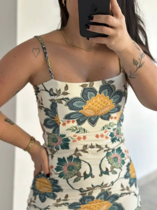 Vestido Midi Estampado Com Flores (1)