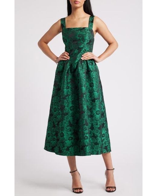 chelsea28-Hunter-Green-Sleeveless-Brocade-Midi-Dress (2)