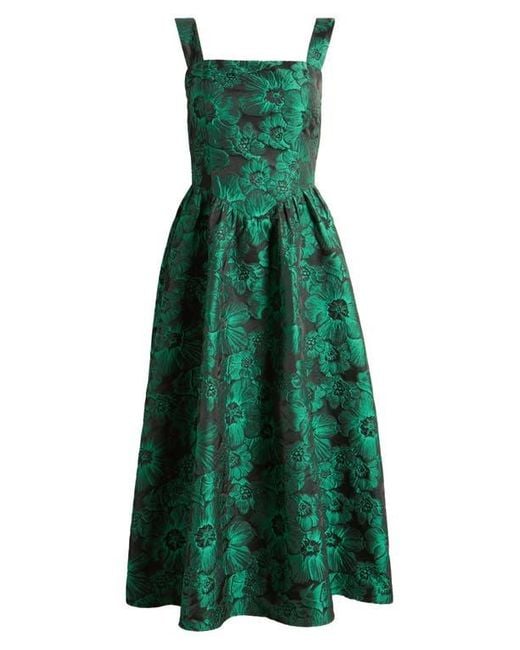 chelsea28-Hunter-Green-Sleeveless-Brocade-Midi-Dress (4)