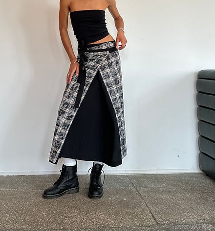 Plaid kimono skirt (3)