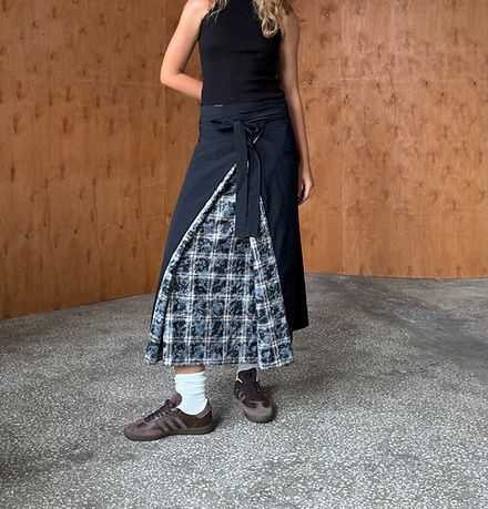 Plaid kimono skirt