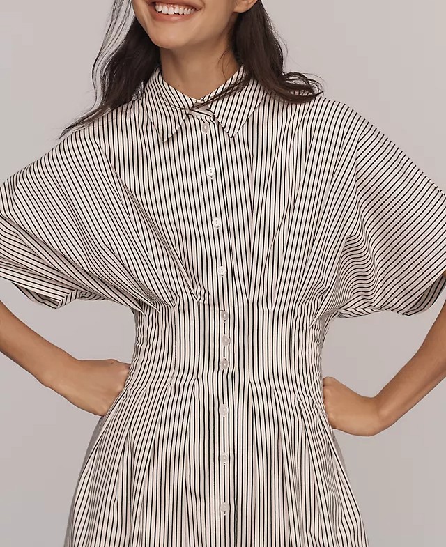 The Tobie Button-Front Pleated Shirt Dress by Exquise #1 (1)