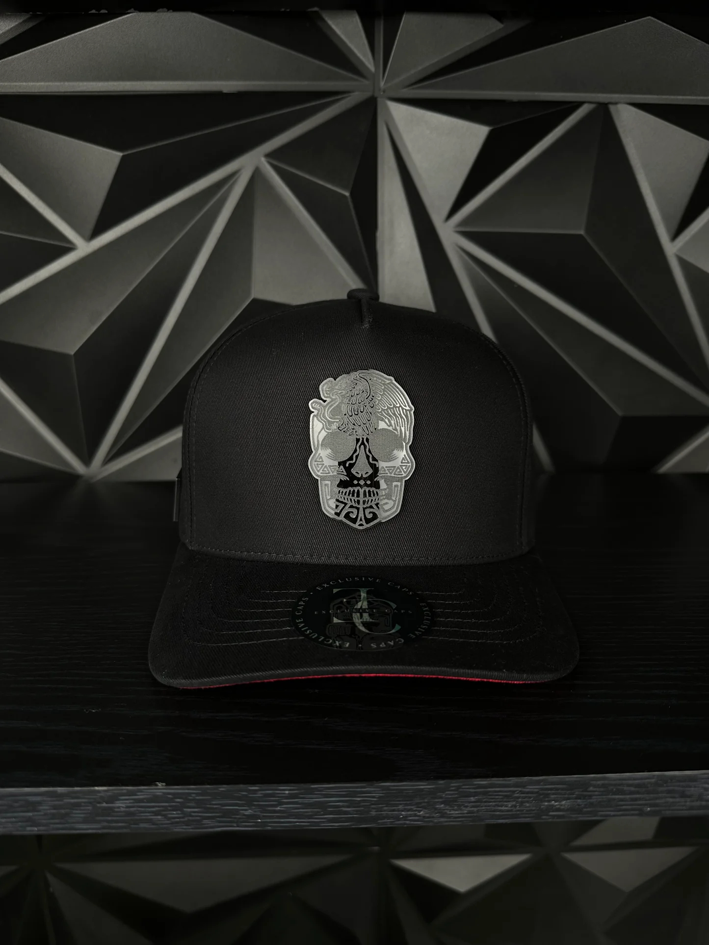 México Calavera SnapBack Gorra-Negra_Roja (1)