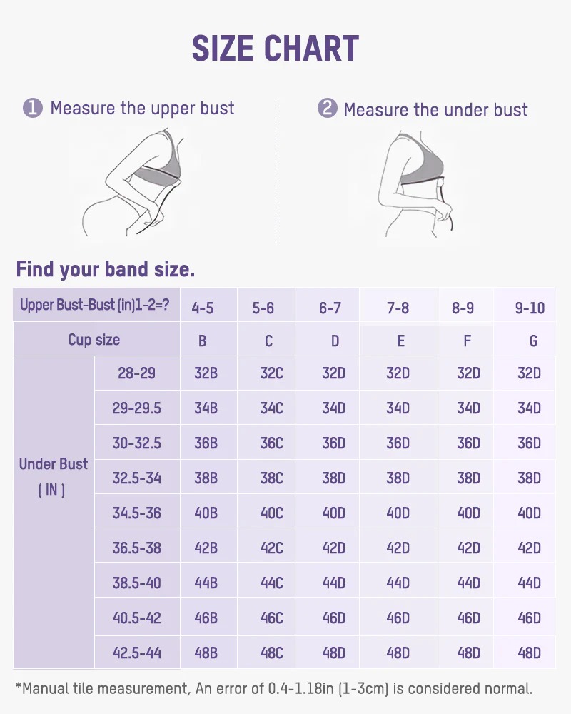 StraplessAnti-SlipFullCoverageBandeauBra-sizechart