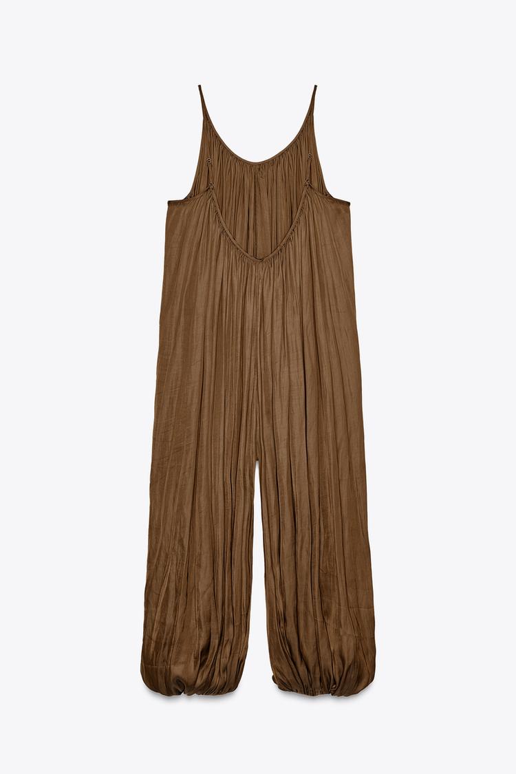 Zara ZW COLLECTION LONG PLEATED JUMPSUIT - Tobacco - Image 7