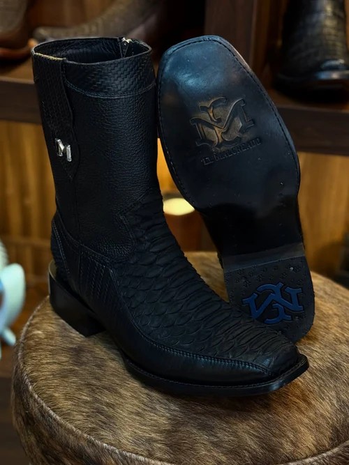 New Thick Heel Knight Crocodile Men's Boots