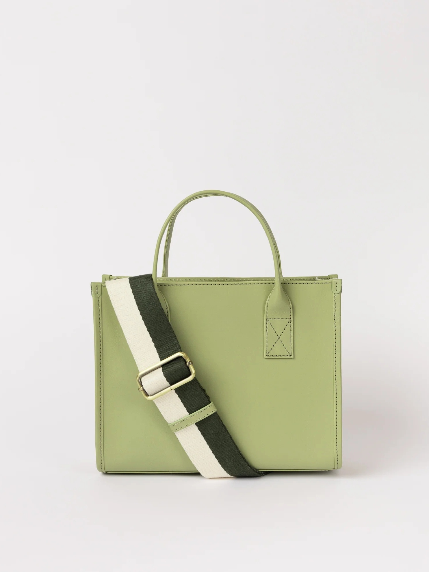 Jackie-Midi-Tea-Green-Classic-Leather-Striped-Webbing-Strap-2_副本