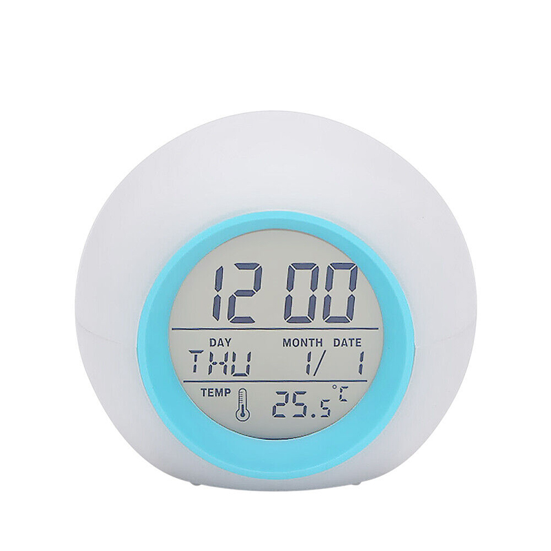 7 Colours Changing Digital Clock Temperature Light Cube Desk Kids Wake Up Alarm - Picture 16 of 16