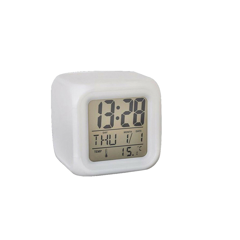 7 Colours Changing Digital Clock Temperature Light Cube Desk Kids Wake Up Alarm - Picture 15 of 16