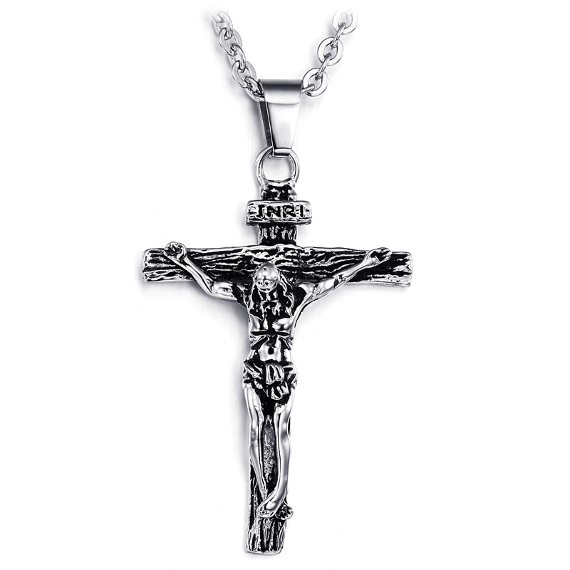 Men Stainless Steel Gold Silver Black Jesus Crucifix Pendant Chain Necklace AU - Picture 20 of 25