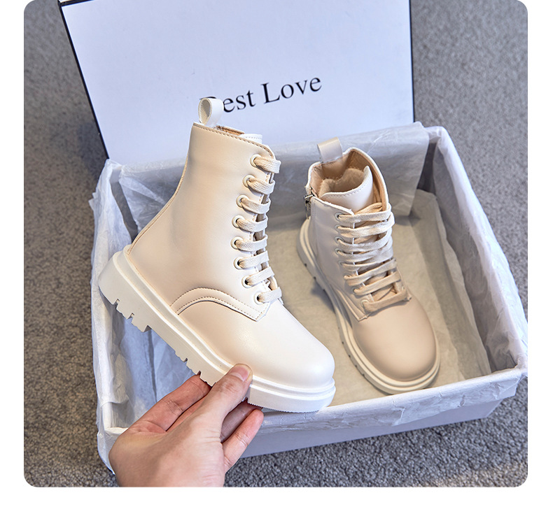 white lace up biker boots