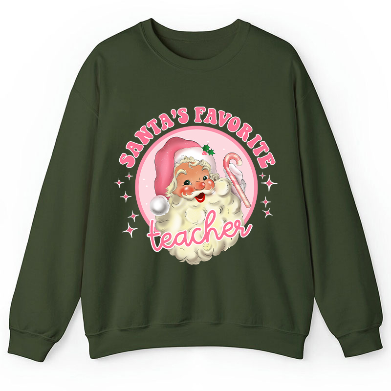 Santa's Favorite Teacher Pinky Winter Teacher Sweatshirt