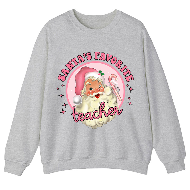 Santa's Favorite Teacher Pinky Winter Teacher Sweatshirt