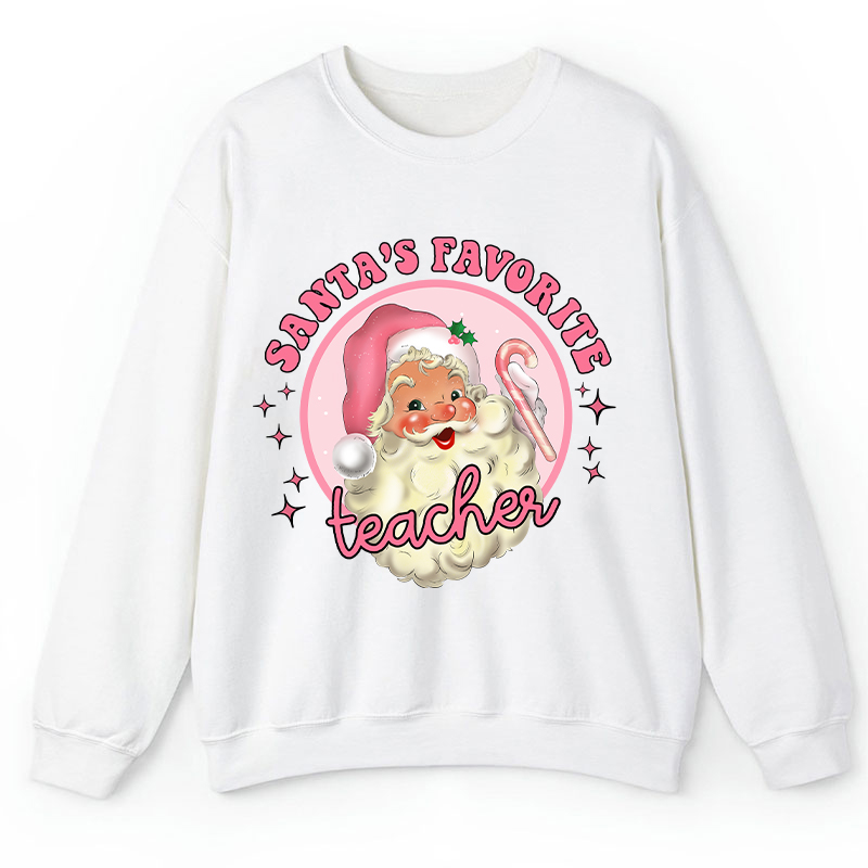 Santa's Favorite Teacher Pinky Winter Teacher Sweatshirt