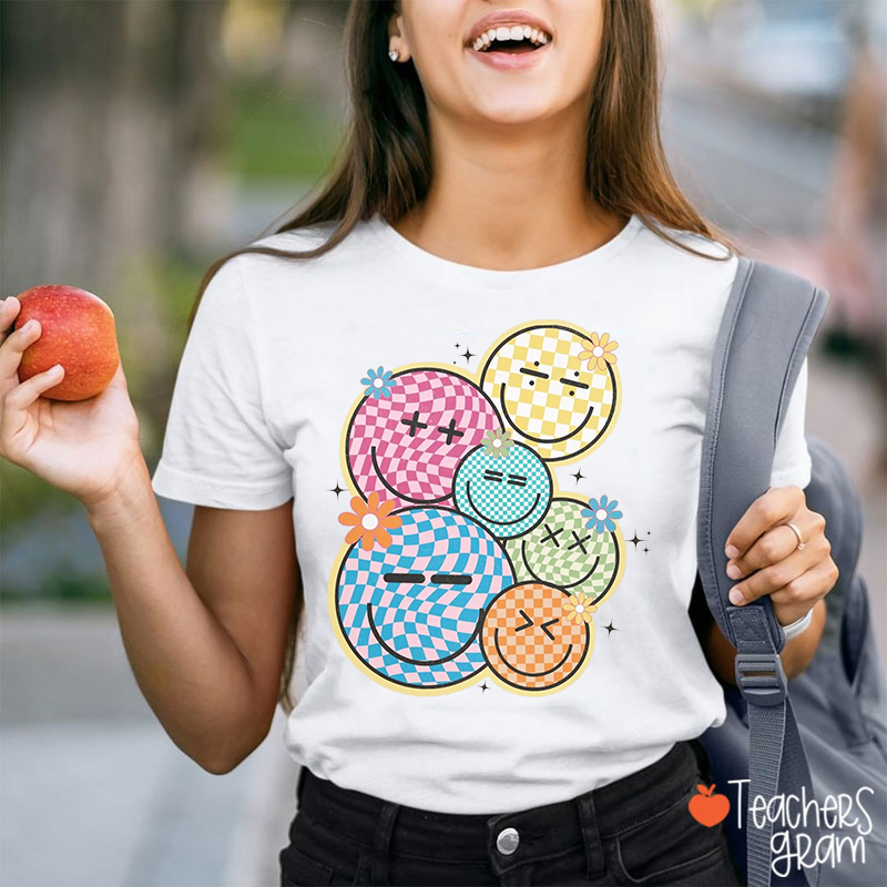 Mathematical Symbols And Smiley Faces Teacher T-Shirt