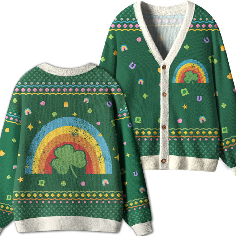 Lucky St Patricks Day Teacher Ugly Cardigan Sweaters