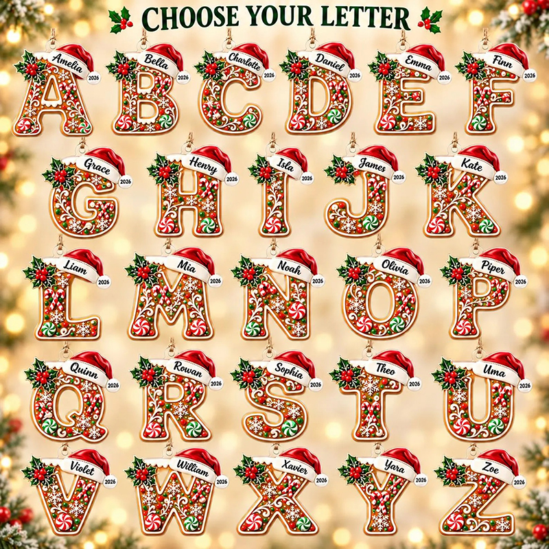 Personalized Gingerbread Alphabet Christmas Name Ornament