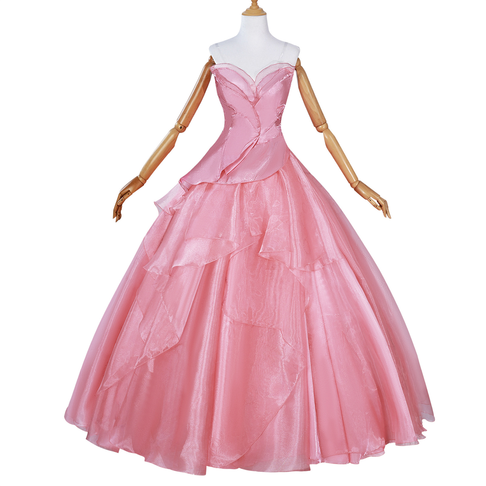Pink Dress Elphaba Glinda Gown Cosplay Princess Costume Tube Tops with Ear Clips
