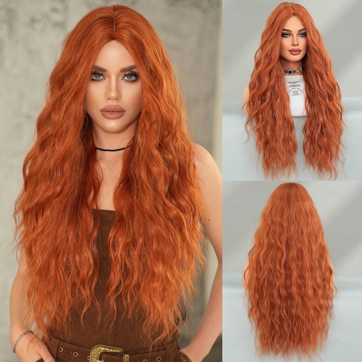 Women Black Long Curly Wigs Ladies Natural Wavy Hair Cosplay Party Wig - Picture 16 of 17