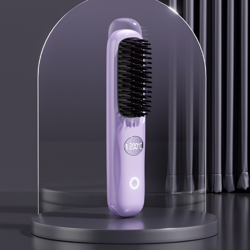Portable Hair Straightener Brush AntiScald Hair Cordless Hair Straightener Brush - Picture 17 of 19