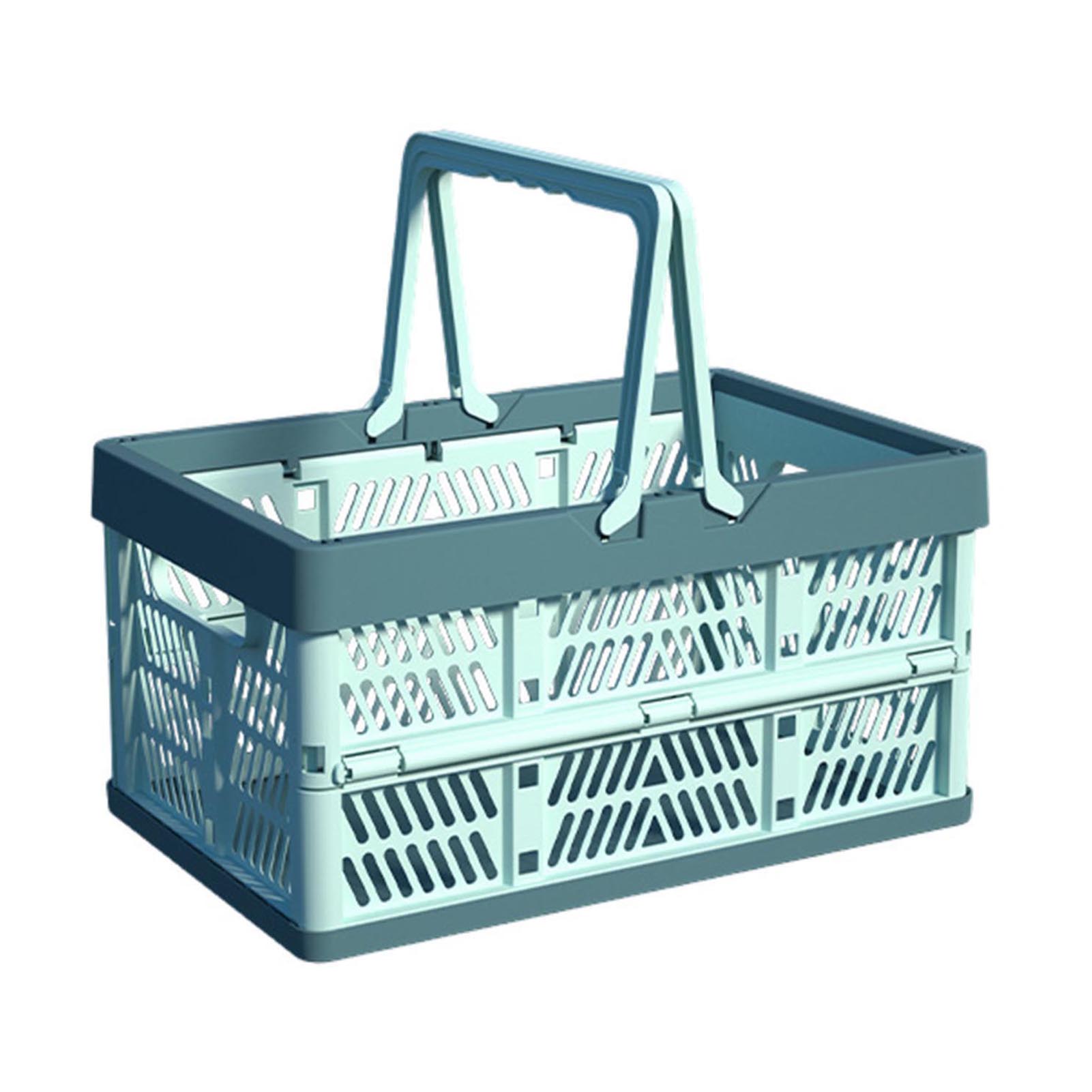 Collapsible Kids Storage Crate with Handles Foldable Plastic Basket for Toys