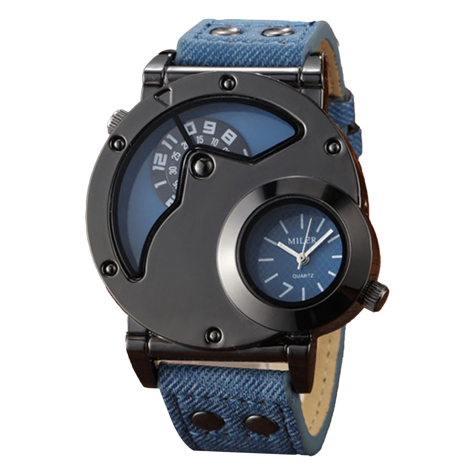 Men's Casual Wrist Watches Denim Fabric Bands Design Wrist Watches for Working