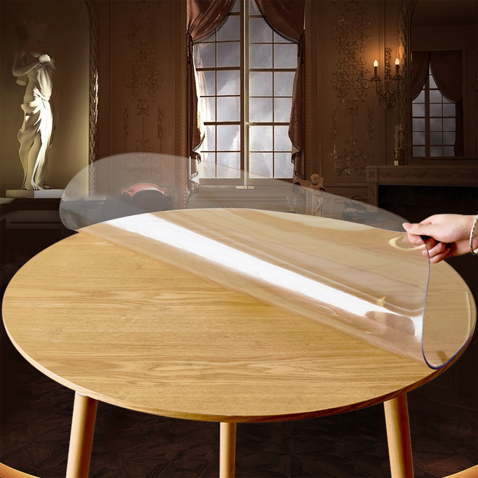 Round Tablecover Waterproof PVC 2.0mm Thick Clear Protector for Table Desk Pad - Picture 22 of 26