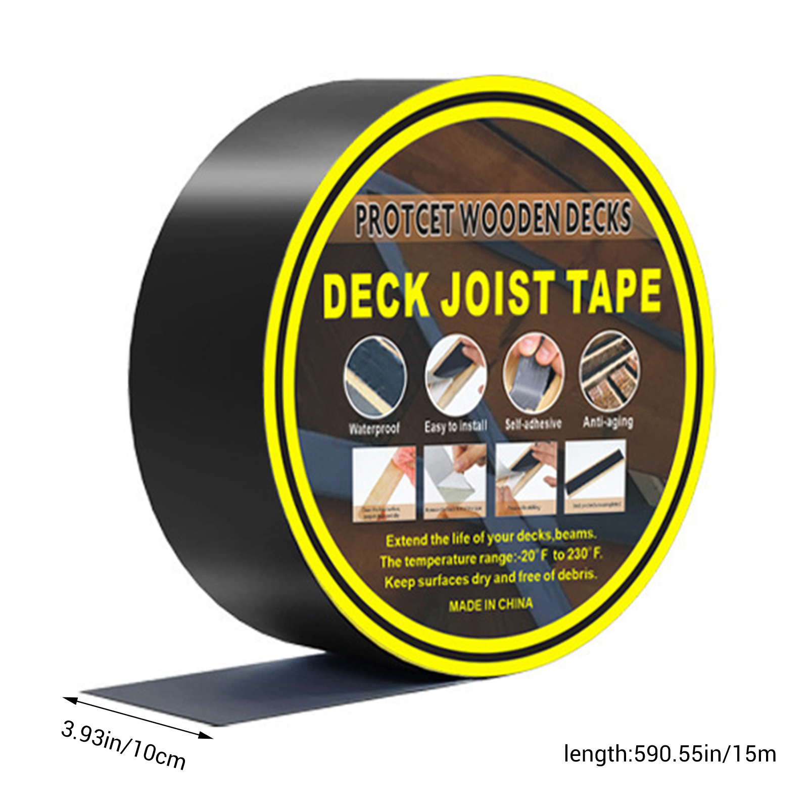 Butyl Joist Tape for Decking 4" x 50' 8" x 50' Self-Adhesive Flashing Seal Tape