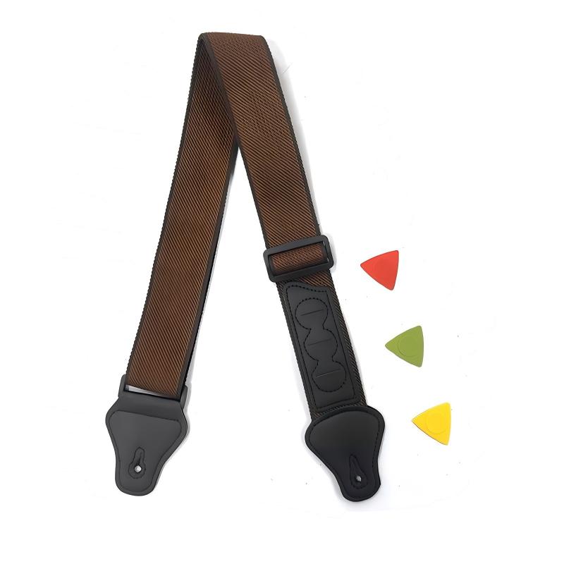 Guitar Strap with Plectrum Holder Electric Acoustic Bass Adjustable Webbing Belt