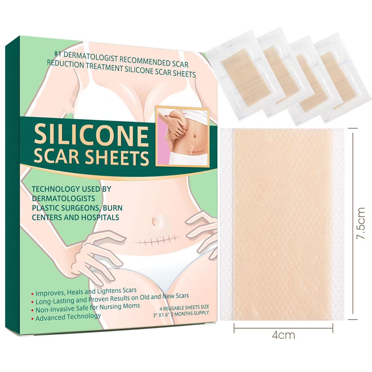 Invisible Silicone Scar Cover Tape Waterproof Gel Sheet for Burns&Surgical Scars