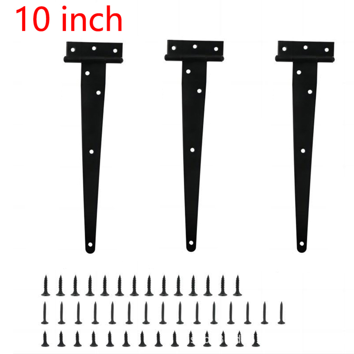3x Heavy Duty T Strap Hinges Iron 8-12 Inch with Screws for Shed Barn Gate Fence