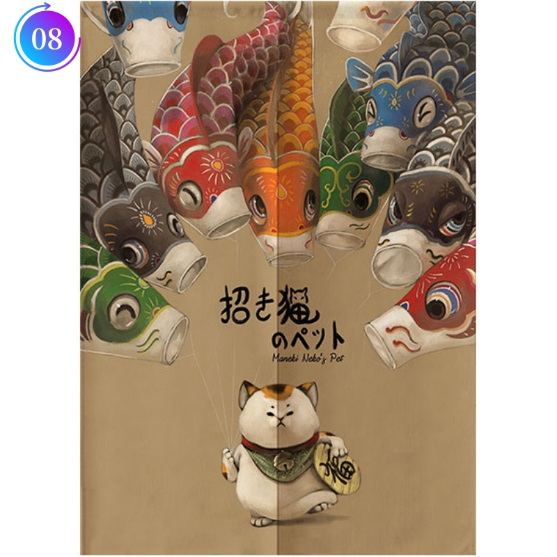 JAPANESE Noren Lucky Cat Room Doorway Drapes Hanging Tapestry Door Curtain Panel - Picture 18 of 22