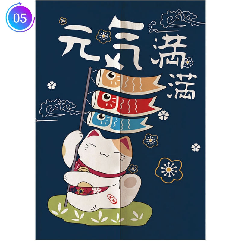 JAPANESE Noren Lucky Cat Room Doorway Drapes Hanging Tapestry Door Curtain Panel - Picture 15 of 22