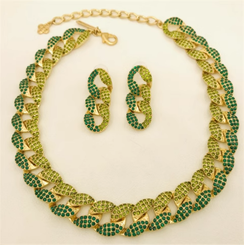 Collana e orecchini Oscar De La Renta maglia placcata oro - Foto 27 di 27